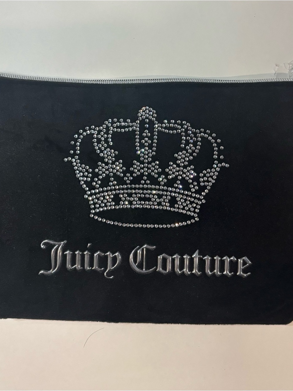 Juicy Couture Black Rhinestone Crown Wristlet Pouch